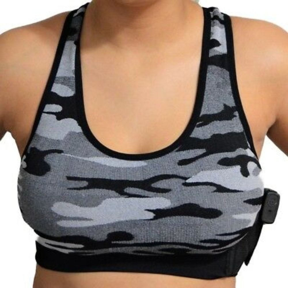 Womens Concealed Carry Gun Holster Black Camo Bra Right or Left Hand Cross Draw